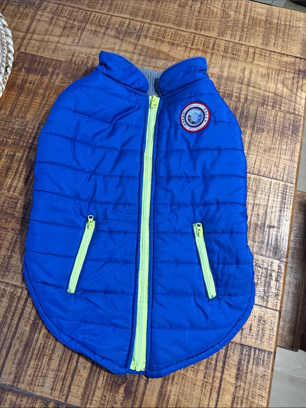 Kids Lightweight Puffer Vest - Blue with Lime Zippers